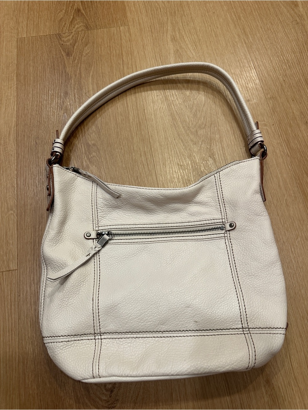 White Leather Hobo Shoulder Bag
